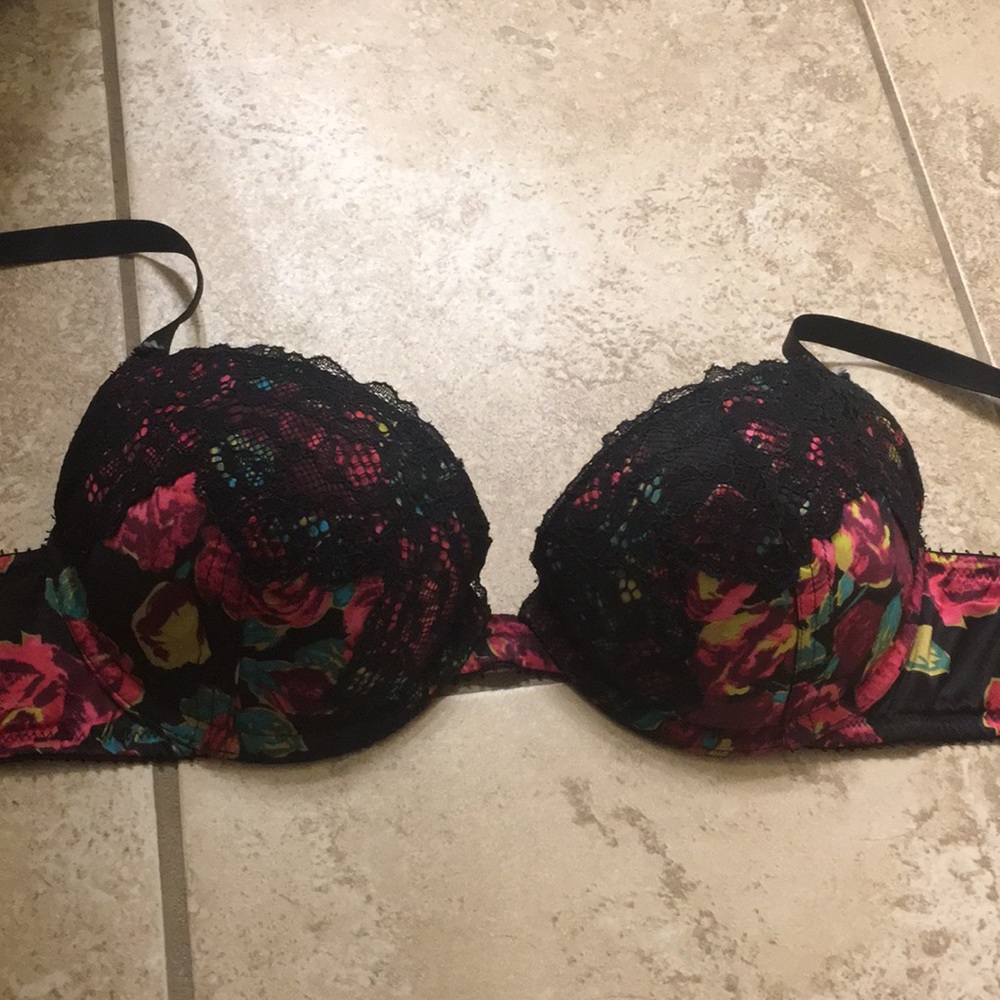 Floral and and lace push up bra